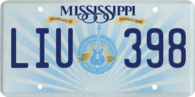 MS license plate LIU398