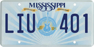 MS license plate LIU401