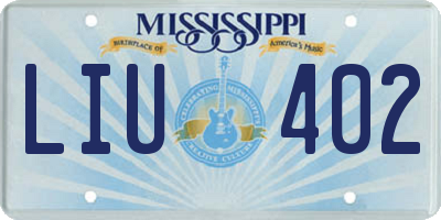MS license plate LIU402
