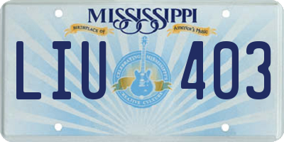 MS license plate LIU403