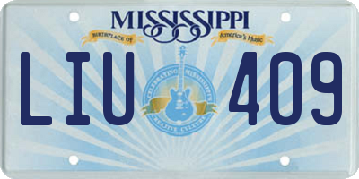 MS license plate LIU409