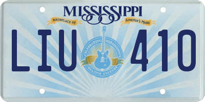 MS license plate LIU410