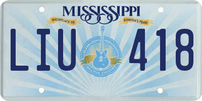 MS license plate LIU418