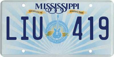 MS license plate LIU419