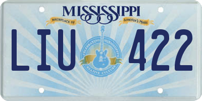 MS license plate LIU422