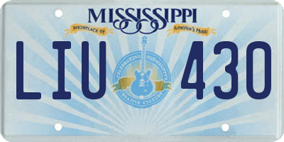 MS license plate LIU430