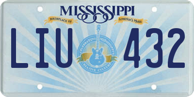 MS license plate LIU432