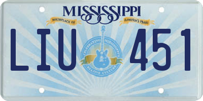 MS license plate LIU451