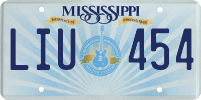 MS license plate LIU454