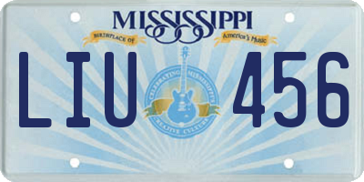 MS license plate LIU456