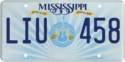 MS license plate LIU458
