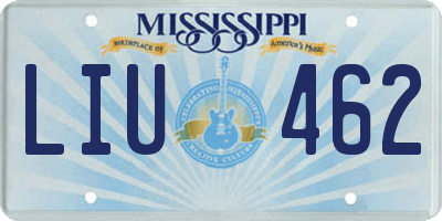 MS license plate LIU462