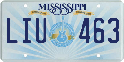 MS license plate LIU463