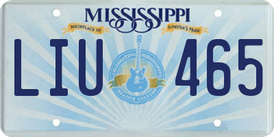 MS license plate LIU465