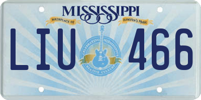 MS license plate LIU466
