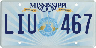 MS license plate LIU467