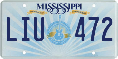 MS license plate LIU472