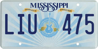 MS license plate LIU475