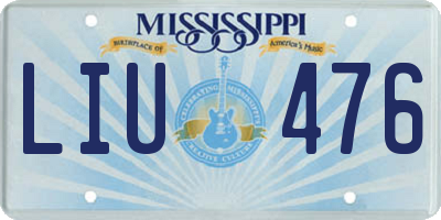 MS license plate LIU476