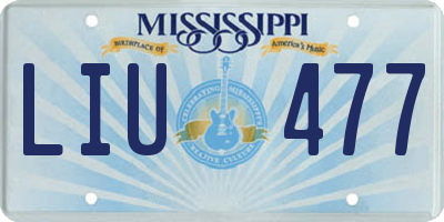 MS license plate LIU477