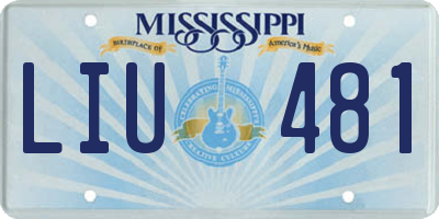 MS license plate LIU481