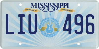 MS license plate LIU496