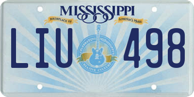 MS license plate LIU498