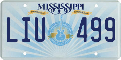 MS license plate LIU499