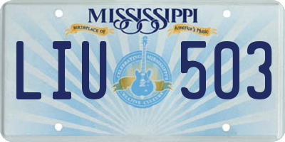 MS license plate LIU503