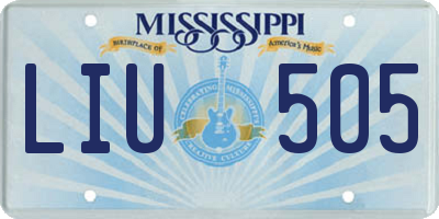 MS license plate LIU505