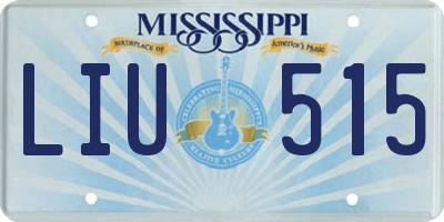 MS license plate LIU515