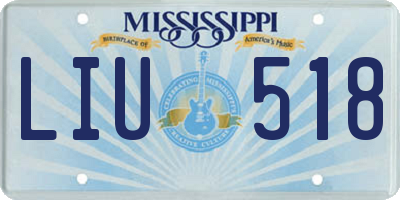 MS license plate LIU518