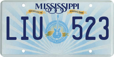 MS license plate LIU523