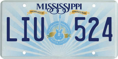 MS license plate LIU524
