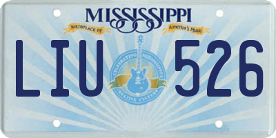 MS license plate LIU526