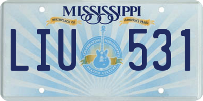 MS license plate LIU531