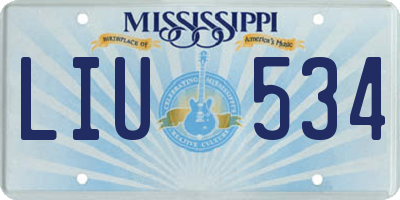 MS license plate LIU534