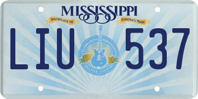 MS license plate LIU537