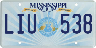 MS license plate LIU538