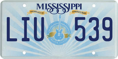 MS license plate LIU539