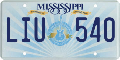 MS license plate LIU540