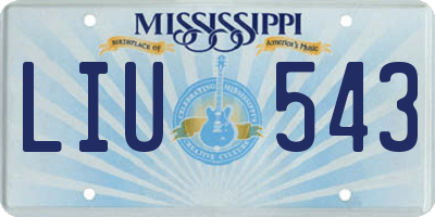 MS license plate LIU543