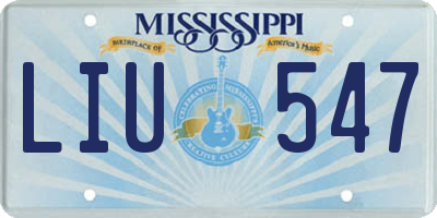 MS license plate LIU547