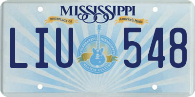 MS license plate LIU548