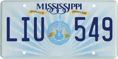 MS license plate LIU549