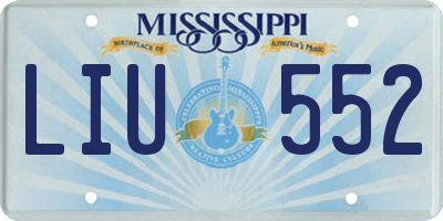 MS license plate LIU552
