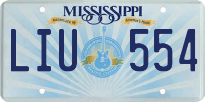 MS license plate LIU554