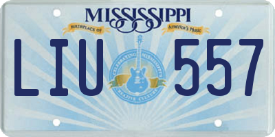 MS license plate LIU557