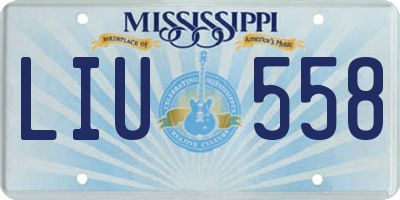 MS license plate LIU558