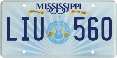 MS license plate LIU560
